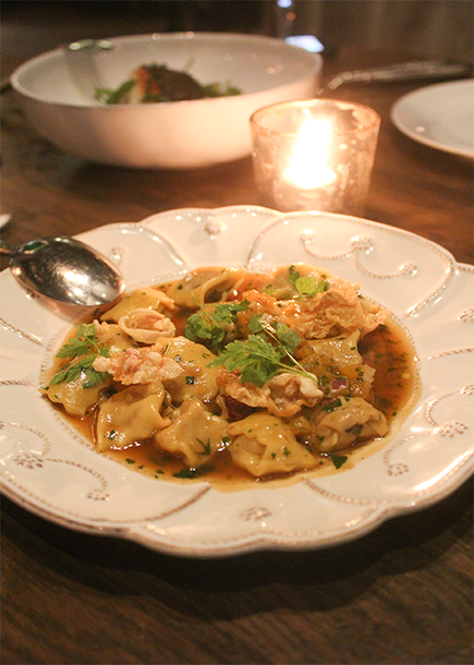 Oxtail Agnolotti at Faith and Flower in Downtown Los Angeles.