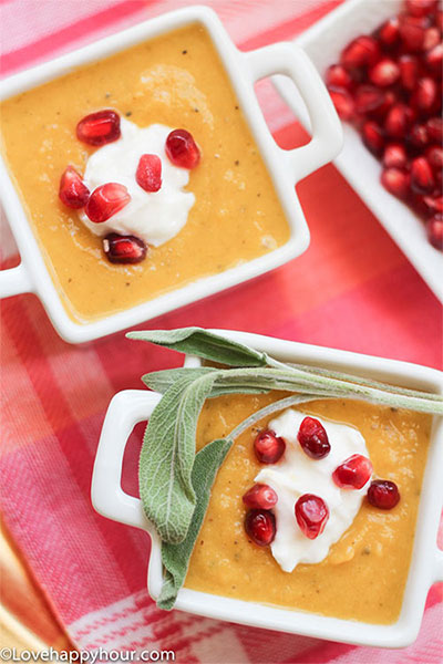 Homemade Butternut Squash Soup #recipe #soup #butternut #squash #pomegranate