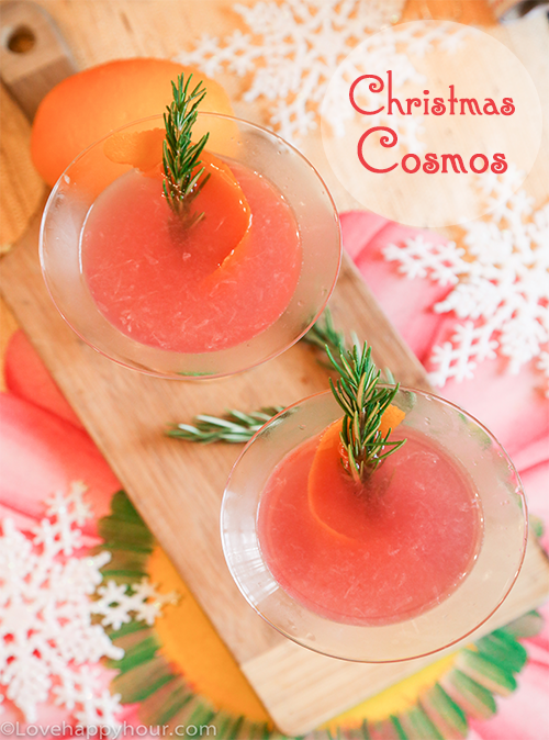 The Christmas Cosmo Cocktail #cocktail #recipe #vodka #Christmas #holidays #Cosmopolitan @lovehappyhour