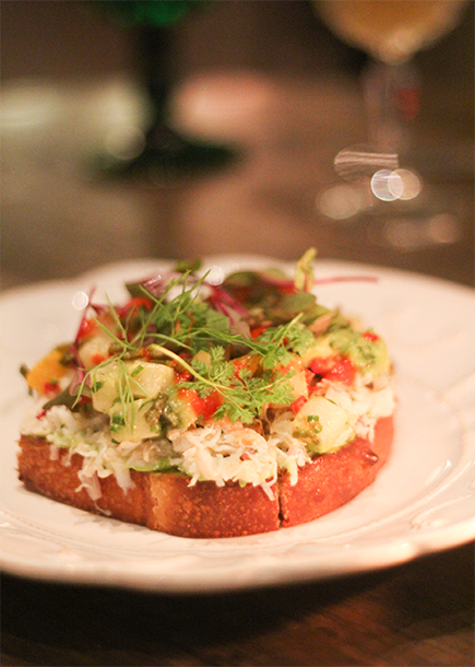 The Dungeness Crab Toast from Faith and Flower in Downtown Los Angeles.