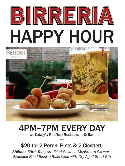 Eataly in New York City Launches Happy Hour.  #happyhour #NYC