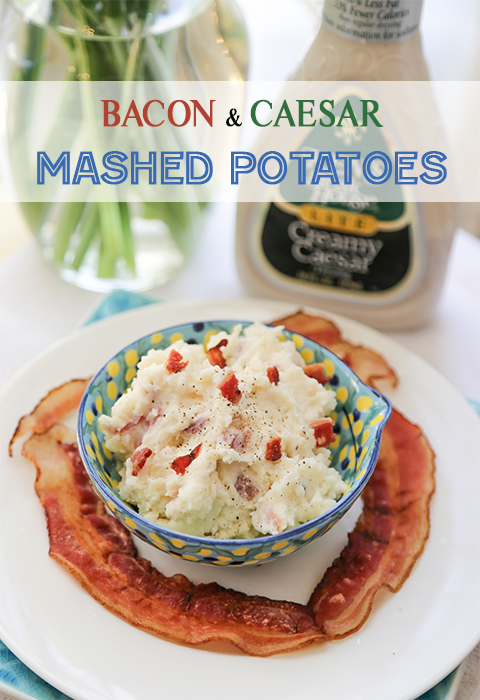 Bacon and Caesar Mashed Potatoes (recipe). #mashedpotatoes #bacon #Caesar #recipe 
