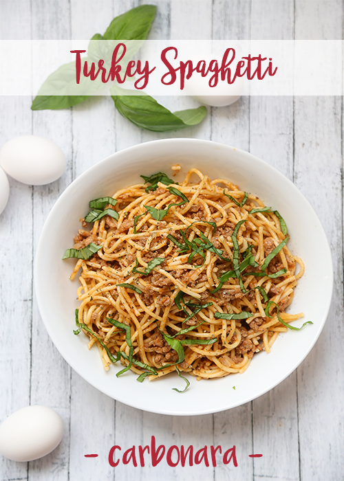 Turkey Spaghetti Carbonara  by Maren Swanson. #recipe #pasta #carbonara