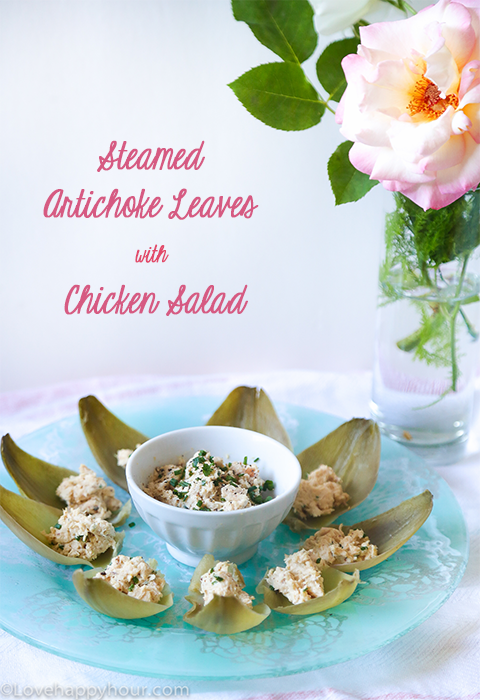 Steamed Artichoke Leaves with Chicken Salad by Maren Swanson.  