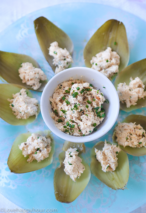 Steamed Artichoke Leaves with Chicken Salad by Maren Swanson. #artichoke #appetizer #recipe