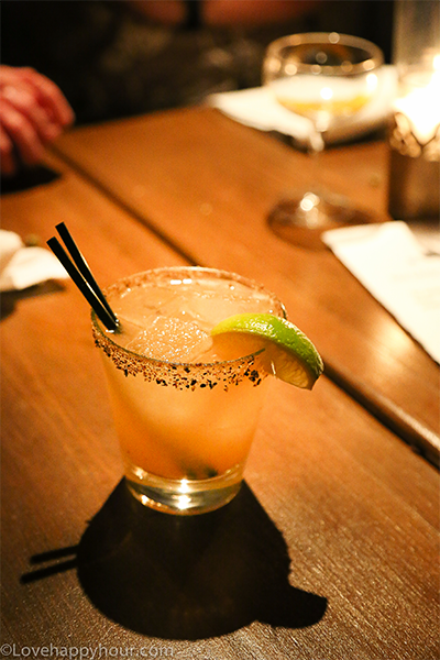 The Smoky Chile with Mezcal, grapefruit, lime, agave and a four-pepper rim (The Little Door in Santa Monica).