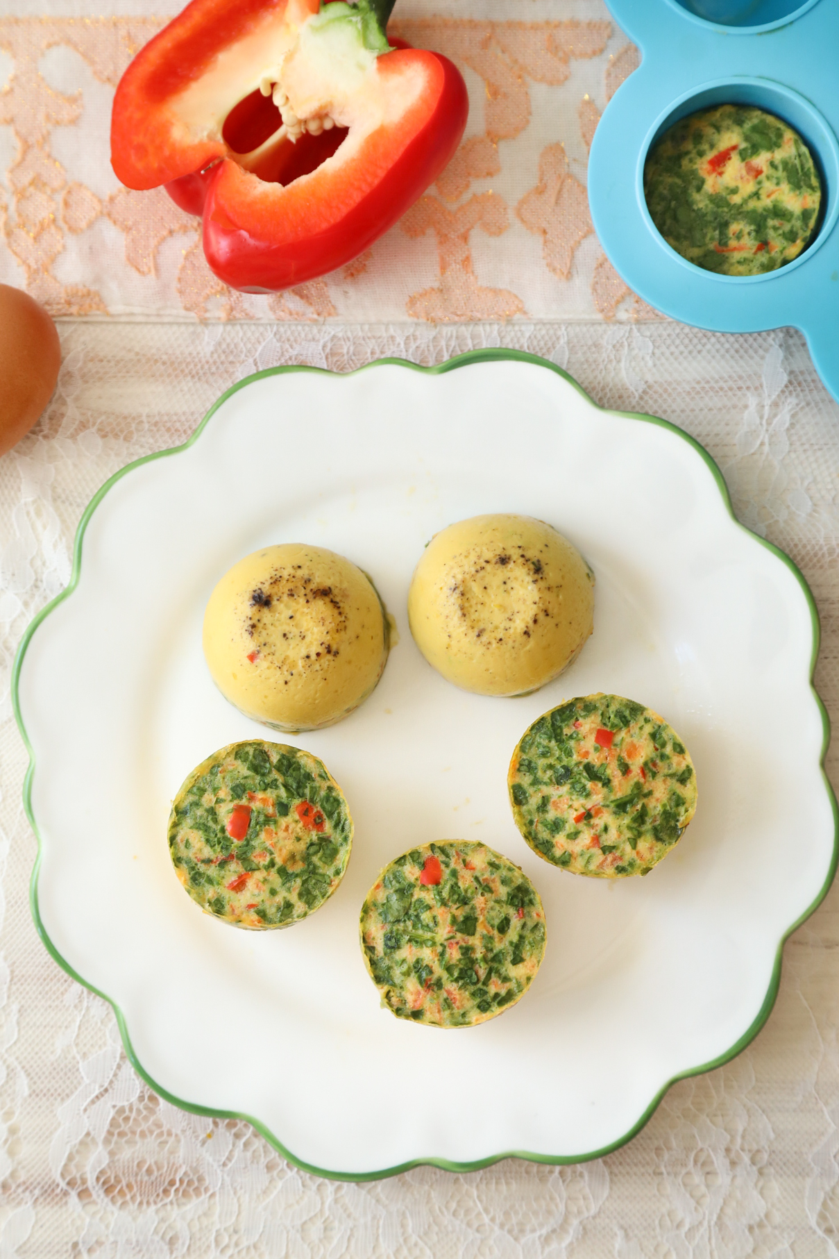 Red Pepper, Spinach and Parmesan Instant Pot Egg Bites.