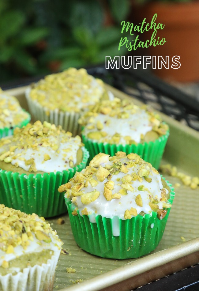 Matcha Pistachio Green Tea Muffins
