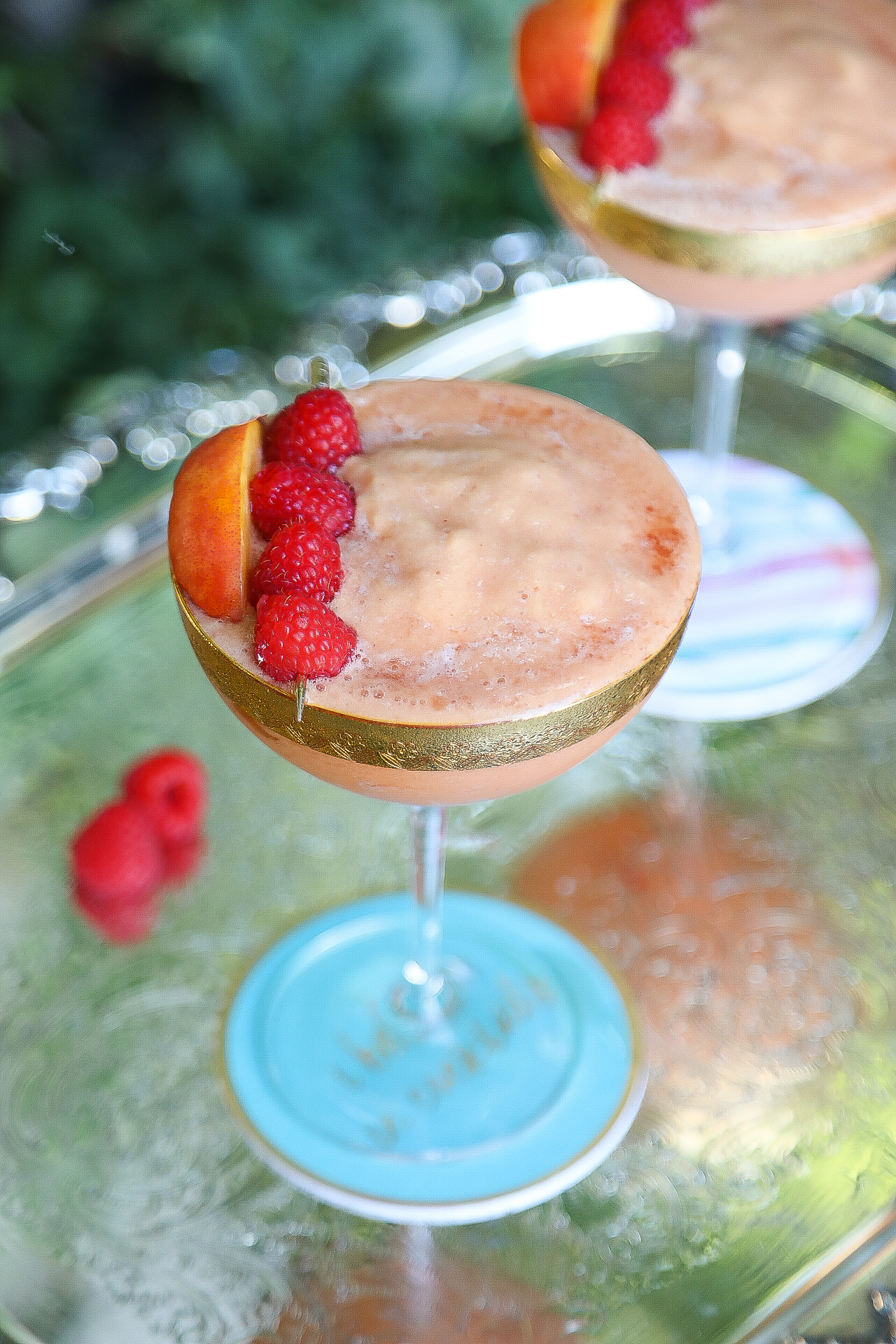 Bacheloer in Paradise Cocktail: Paradise Crush (Nectarine + Raspberry Daiquiri)