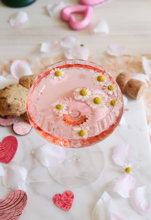 Flowers and Champagne Cocktail (a Valentine's Day cocktail recipe)