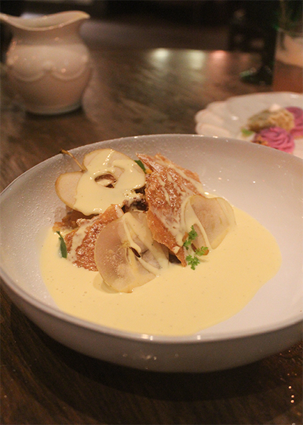 The Apple Miso Crumble at Faith and Flower in Downtown Los Angeles.