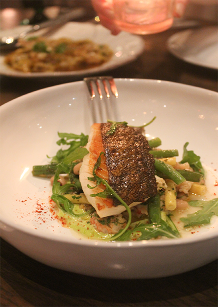 Seared Black Cod with Rock Shrimp at Faith and Flower in Downtown Los Angeles.