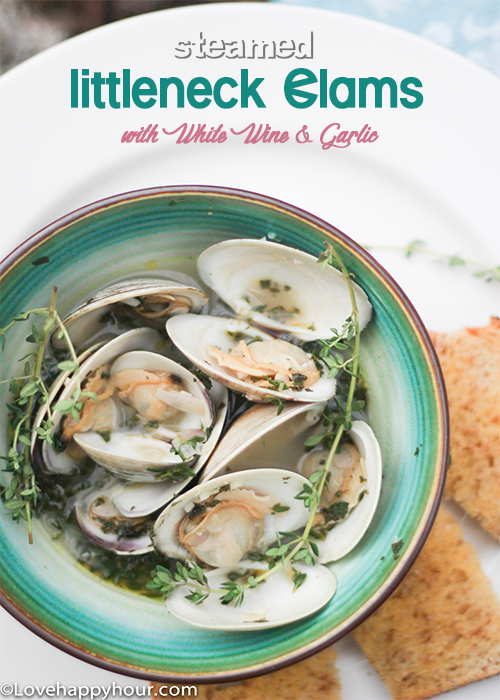 Steamed Littleneck Clams with White Wine & Garlic #clams #recipe #wine #garlic