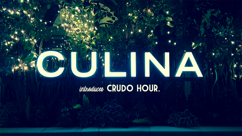 Culina in Beverly Hills introduces "Crudo Hour" aka happy hour.