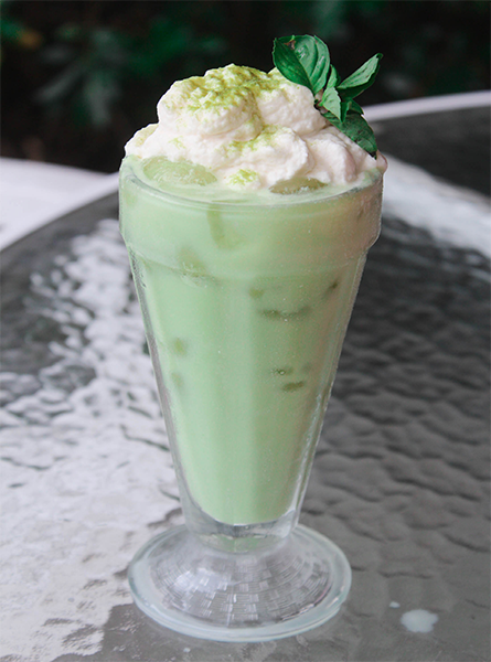 Spiked Iced Green Tea Latte: The Green Gamora recipe from Lovehappyhour.com #MakinitwithMaren #cocktails #GuardiansoftheGalaxy