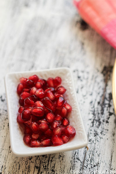 Pomegranate seeds: garnish for my homemade butternut squash soup #pomegranate