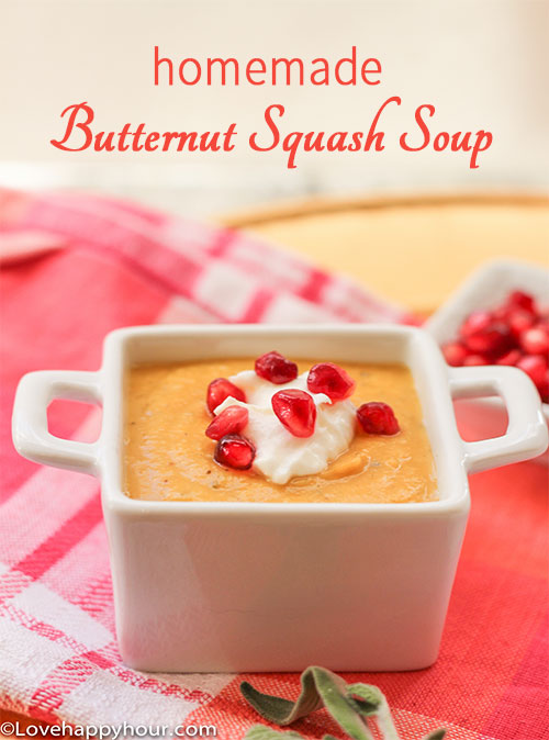 Homemade Butternut Squash Soup #recipe #soup #butternut #squash #pomegranate