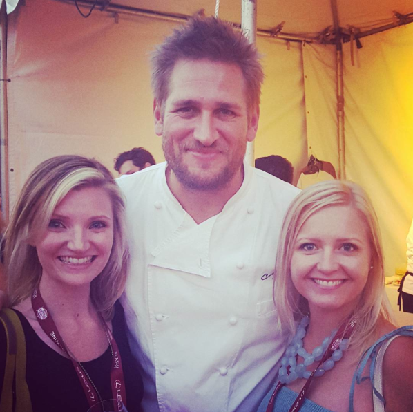 Chef Curtis Stone, Maren Swanson (LoveHappyHour.com) and Tara Redfield (TheFoodPervert.com) at the 2015 Los Angeles Food and Wine Festival. 