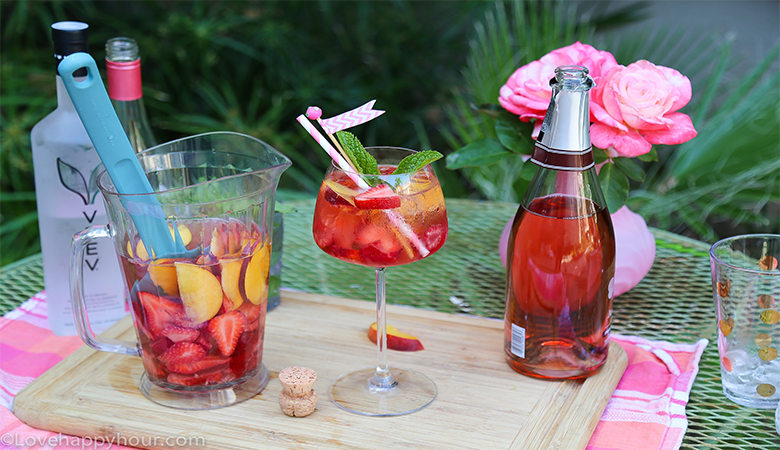 Summer Lovin' Rosé Sangria recipe by @lovehappyhour