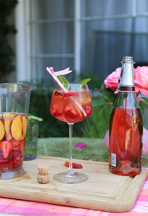 Summer Lovin' Rosé Sangria recipe by Maren Swanson @LoveHappyHour